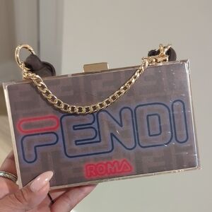 Fendi Paper Shopping Bag Upcycled Box Bag with Gold and Black Accents